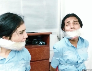 Tape Selling Latina School Girls Monstrously Wrap Gagged By A Ruthless MILF!